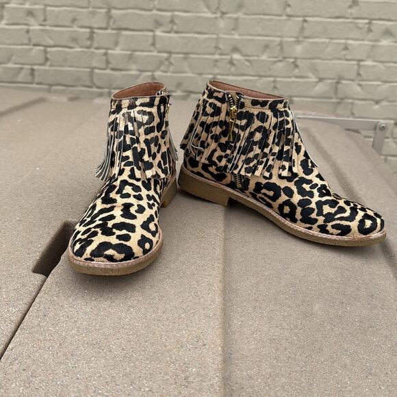 Kate Spade Betsie Leopard Calf Hair Ankle Booties – Size 8 | Fringe Detail - Picture 2 of 7